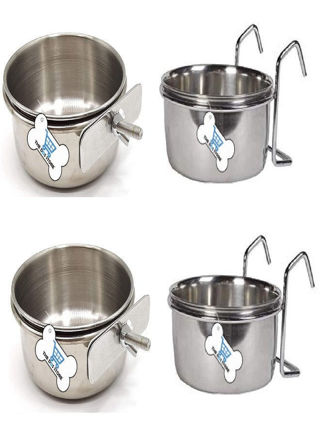 THE DDS STORE Parrot Food Water Bowls,Bird Feeding Dish Cups Set,Stainless Steel Pet Hanging Bowl,Bird Cage Water Bowl for Small Animal,Cockatiel Parakeet Lovebird Chinchilla (150.ml Clamp + Hook Holder, Pack of 6) - Image 3
